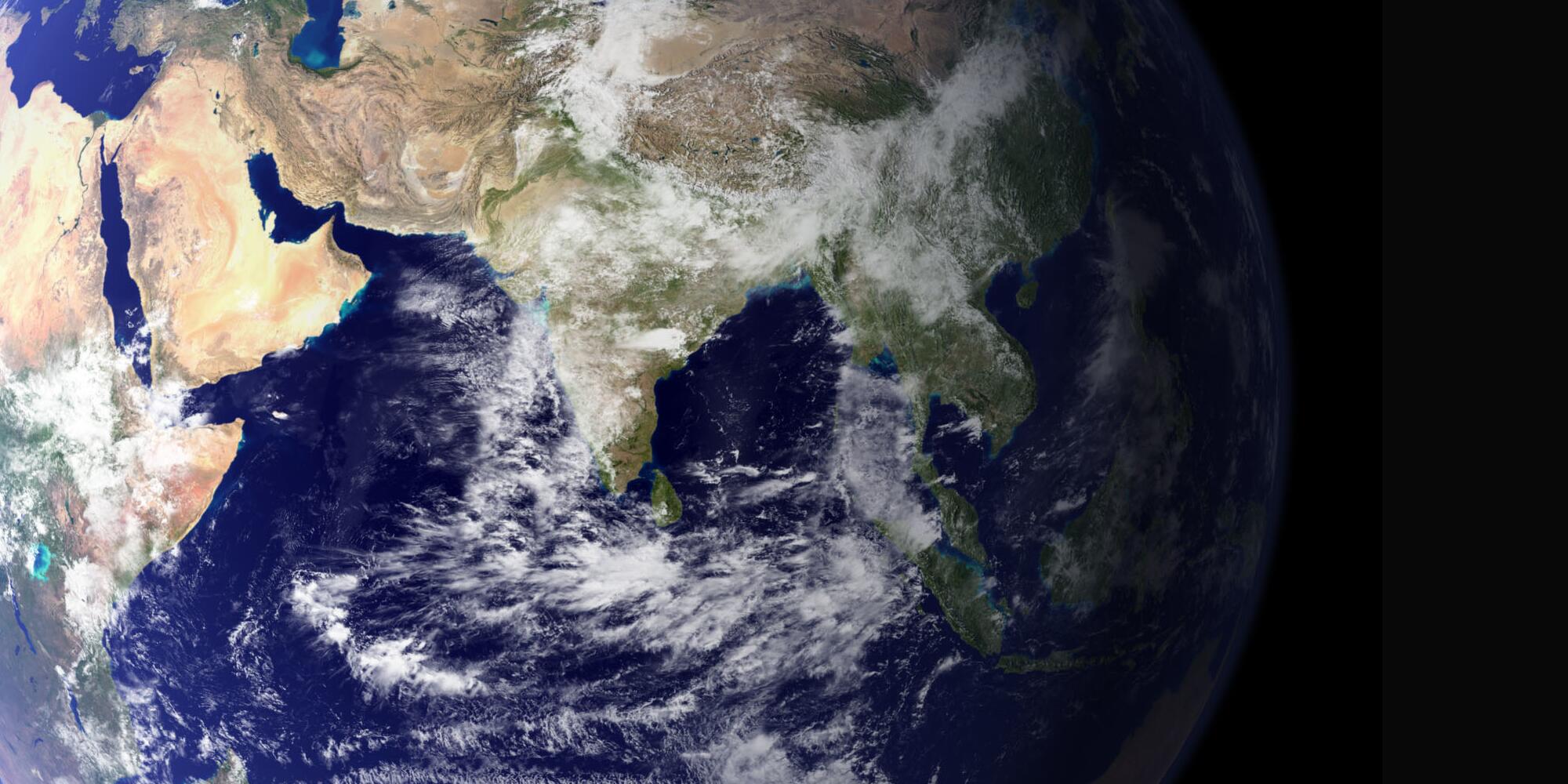 The eastern hemisphere viewed from space.