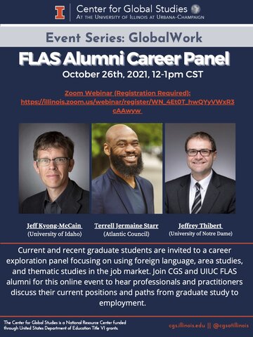 Flyer of the speakers for the FLAS Alumni Career Panel 