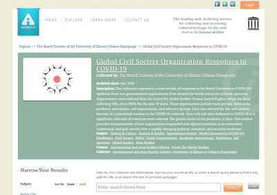 A screenshot of the Archive-It platform