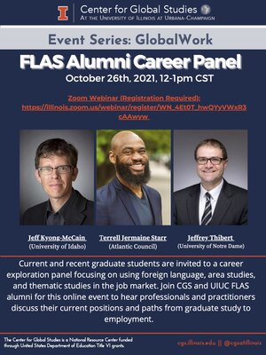 Flyer of the speakers for the FLAS Alumni Career Panel 