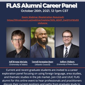 Flyer of the speakers for the FLAS Alumni Career Panel 